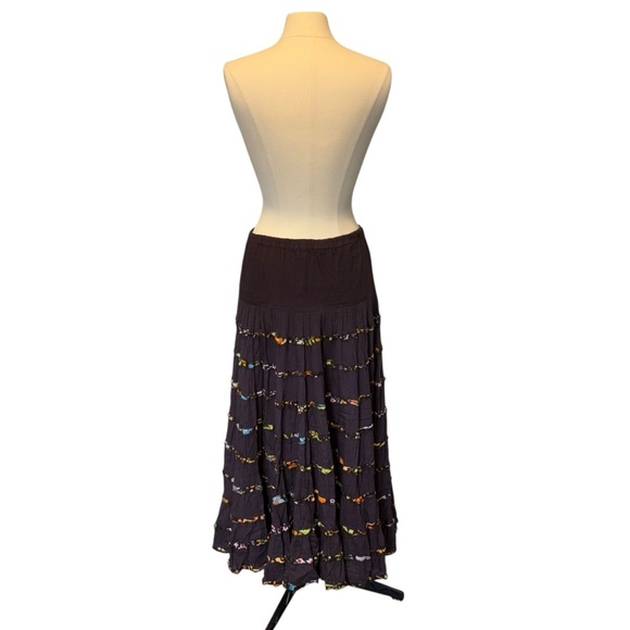 Kaktus Black and Multicolor Tiered Maxi Skirt - Picture 9 of 11